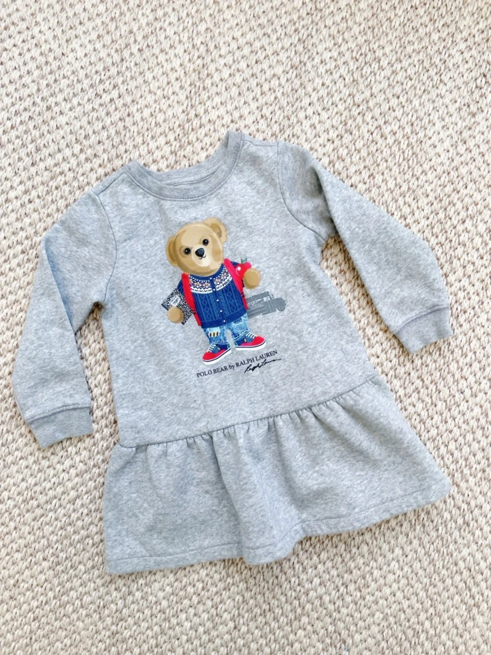 Polo Ralph Lauren Polo Bear Fleece Sweatshirt Dress Grey size 2T